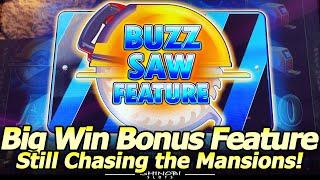 Huff N' More Puff Slot Machine - Buzz Saw Feature BIG WIN While Chasing the Mansion Feature!