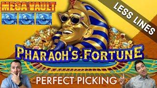 LESS LINES Pays Off BIG TIME on Pharaoh's Fortune! $10 BET on Mega Vault