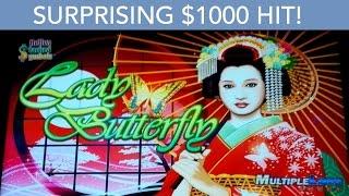 Lady Butterfly Slot Machine $5 Max Bet $1000 BIG WIN Live Play Bonus!