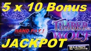 • MASSIVE JACKPOT ! (5 x 10 Bonus pick ) Hand Pay !•TIMBER WOLF DELUXE Slot•$2.50 Max Bet