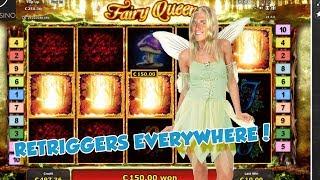 BIG WIN!!!!! Fairy Queen bonus round from LIVE STREAM (Casino Games)