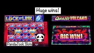 Huge wins on Lock it Link Diamonds • and Quick Hit Volcano •