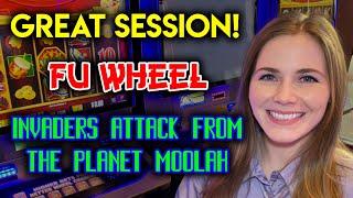 Maximum BONUS Boost! Fu Wheel Slot Machine! Invaders Attack From The Planet Moolah! Nice Win!!