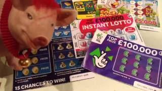 WIN....Scratchcard Millionaire 7's..Millionaire Riches..100,000 Purple..and More..with Piggy