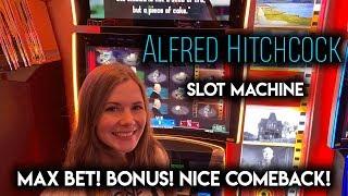 New! Alfred Hitchcock Slot Machine! BONUSES! Great Comeback!!