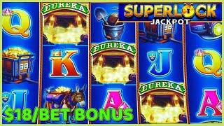 HIGH LIMIT SUPERLOCK Lock It Link Eureka Reel Blast $18 Bonus Round ⋆ Slots ⋆️Wild Chuco Slot Machin