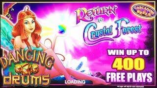 • MAX BET • LIVE PLAY • BONUS • RETURN TO THE CRYSTAL FOREST • DANCING DRUMS • SLOT MACHINE •