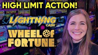 High Limit Gambling! Lightning Cash And Wheel of Fortune Gold Spin Slot Machines!