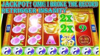 MUST WATCH JACKPOT! OMG I BROKE THE RECORD FOR MOST RETRIGGERS