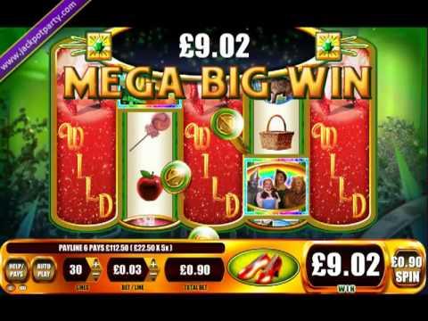 £420.00 MEGA BIG WIN (466 X STAKE) WIZAERD OF OZ RUBY SLIPPERS™ BIG WIN SLOTS AT JACKPOT PARTY