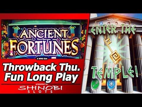 Ancient Fortunes Slot - Throwback Thursday, Fun Long Play with 4 Bonuses in old WMS title