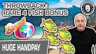 Throwback ★ Slots ★ Catching A Rare 4 Fish Bonus on Brazil