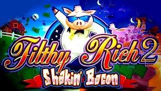 Filthy Rich 2 Shakin' Bacon Slot - NICE SESSION, ALL FEATURES!