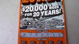 20X20 - $20,000 a week for 20 years - $20 Illinois Lottery Instant Scratch Ticket