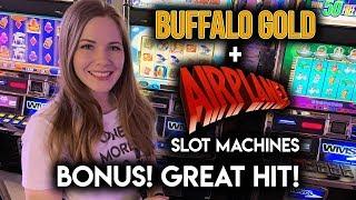 BONUS and BIG Line Hit!! AIRPLANE! Slot Machine!!