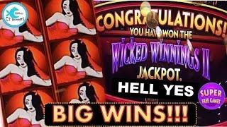 Wicked Winnings Slot Machine - WW2 Jackpot and Bonuses! HOT MACHINE!