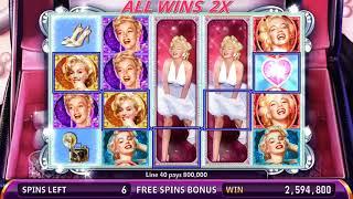 MARILYN MONROE Video Sot Casino Game with a MARILYN MONROE FREE SPIN BONUS