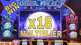 Timber Wolf Deluxe Slot Machine $6 Bet • Bonus Win• 18x MULTILIER •Super Big Win•  LIVE SLOT PLAY
