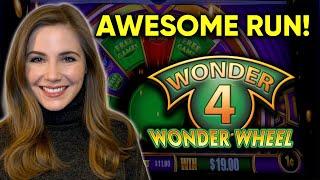 SUPER FREE GAMES TWICE!? AWESOME Session! Wonder 4 Wonder Wheel Slot Machine!