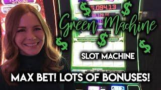 Green Machine Max Bet! Lots of BONUSES!!!! • Slot Lady