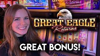 Nice BONUS Win! Great Eagle Returns Slot Machine! Can I Line Up The Massive Multiplier?