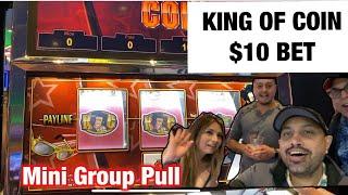 $10 BET VGT KING OF COIN WITH RED SCREENS! MINI GROUP PULL AT RIVER SPIRIT CASINO TULSA!