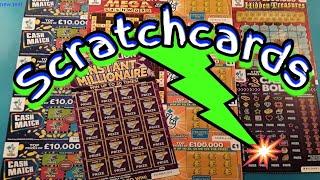 Scratchcards..New £100,000 Multiplier..INSTANT MILLIONAIRE..Mega Cashword.Cash Bolt