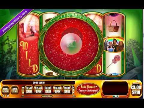 £1040 MEGA BIG WIN (347 X STAKE) THE WIZARD OF OZ Ruby Slippers™ AT JACKPOT PARTY