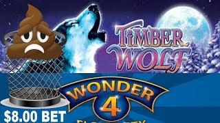 • • TIMBER WOLF WONDER 4 •  $8.00 MAX BET LIVE PLAY SLOT MACHINE