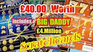 •Wow!•£4 Million Scratchcard •£40,00 worth of cards •includes a•BIG DADDY•classic game•