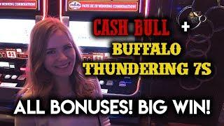 NEW Buffalo Thundering 7s and Cash Bull! BIG WIN ALL Bonuses!!