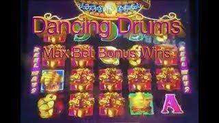 DANCING DRUMS - Max Bet Slot Machine Wins!  A few big ones!