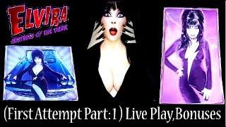 (First Attempt Part:1) Elvira Mistress of the Dark Slot Machine Live Play and Bonuses at Sycuan