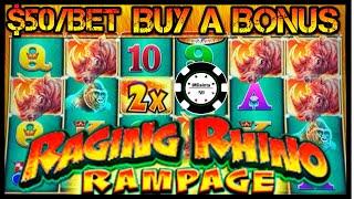 •️Raging Rhino Rampage $50 Mega Play Buy a Bonus Feature •️ Fortune Ruler Da Shen Dao Slot Machine
