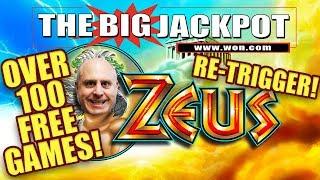 WOW!!! •OVER 100 FREE GAMES!! ZEUS RE-TRIGGER WIN! •