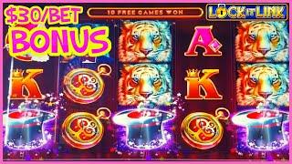 ★ Slots ★Lock It Link Hold Onto Your Hat  ★ Slots ★HIGH LIMIT $30 MAX BET BONUS Slot Machine Casino 
