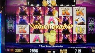 Buffalo BIG BIG WIN Bonus Round Free Spins Slot Machine Win