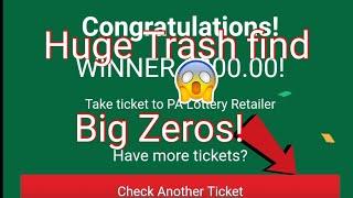 Huge Trash find winner! *Big Zeros* Unreal 1-6000 •odds PA lottery! My biggest free $$$ find ever$$