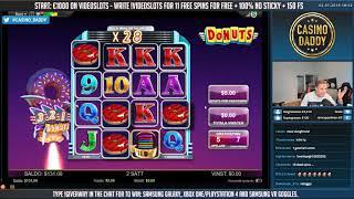 DONUTS BIG WIN from LIVE STREAM - Casino Games - Bonus Round (slots)