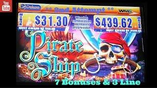 ( 2nd Attempt ) WMS - The Pirate Ship : 7 Bonuses & 3 Line Hits