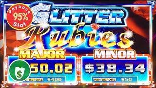 Glitter Rubies 95% payback slot machine, bonus