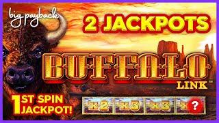 1ST SPIN JACKPOT! Buffalo Link Slot - TWO INCREDIBLE HANDPAYS!!