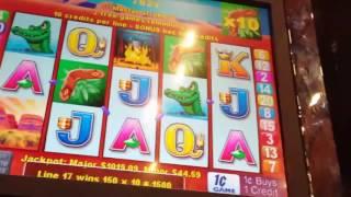 Outback Jack slot machine bonuses! Max bet, Big wins with rare gold mine bonus!