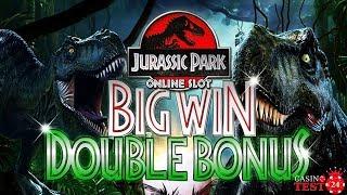 BIG WIN on Jurassic Park - Double Bonus - Diliphosaurus - Microgaming Slot - 1,50€ BET!
