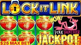 New Lock It Link PINK PANTHER Slot HANDPAY JACKPOT -$25 Max Bet High Limit Lock It Link Slot JACKPOT