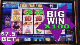 Buffalo Deluxe Slot Machine Bonus •SUPER BIG WIN•  Win $7.5 BET!!!  X25 MULTIPLIER!!!