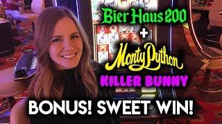 SWEET WIN! Killer Bunny BONUS! Monty Python Slot Machine! Bier Haus 200 BONUS!