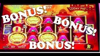A bunch of BONUSES at San Manuel Casino!  Sun and Moon ~ Aftershock ~ Lucky Pig slot machine wins!