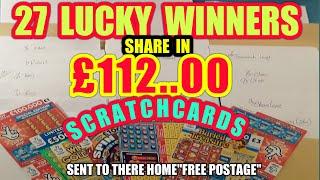 WOW!.27 LUCKY WINNERS"SHARING'£120.00 of SCRATCHCARDS WON ON OUR CHANNE"SENT TO THEM(POST FREE)