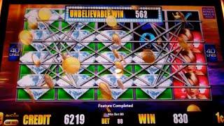 Downtown Diamonds Slot Machine Bonus - 10 Free Games with Stacked Wilds - Nice Win